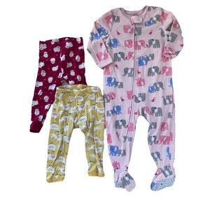 Girls 12-18M Pajamas, Fleece Footed & Pants, 3 Pcs